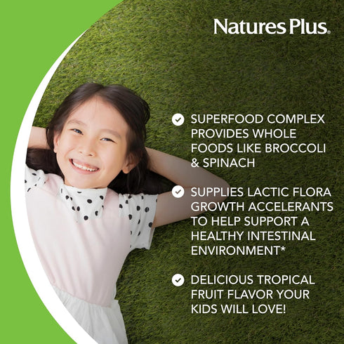 Natures Plus Animal Parade KidGreenz, Tropical Fruit Flavor - 90 Chewable Tablets, Vegetarian, Gluten Free
