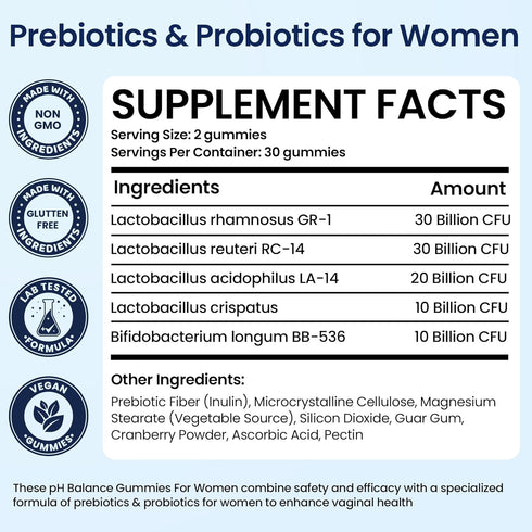 Gummies gummies 60 Gummies Vaginal Probiotics pH Balance For Women | Prebiotics and Probiotics for Women | Pineapple