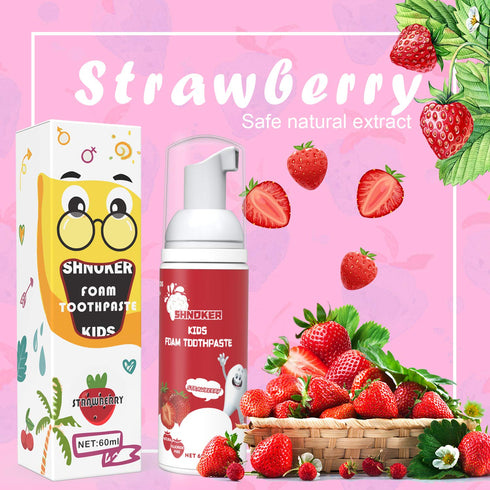 Kids Foam Toothpaste with Strawberry Flavor - Fluoride Free Natural Formula, Foam Toothpaste for Electric Toothbrush