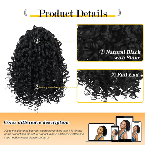 PEACOCO Curly Ponytail Extension - 10 Inch Drawstring Ponytail for Black Women, Clip on Synthetic Short Afro Hairpiece