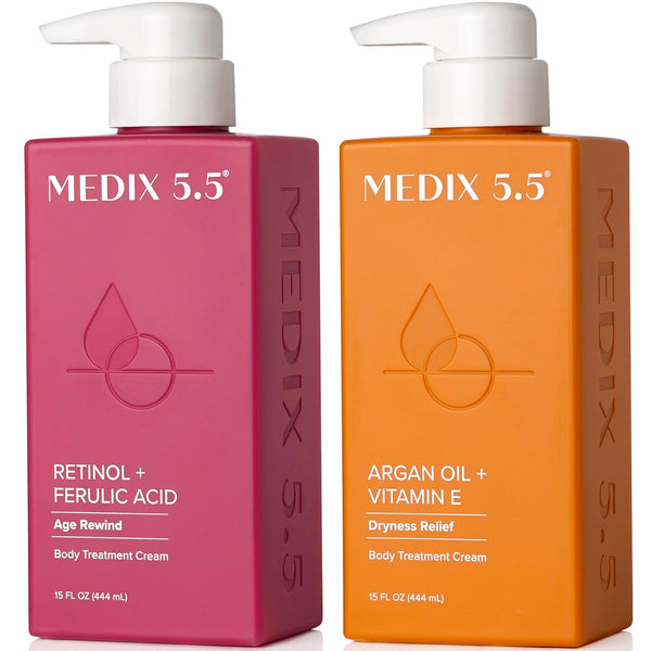 Medix 5.5 Retinol Body Lotion + Argan Oil Cream | 2PC Skin Care Set for Body & Face Moisturizer, Reduces Wrinkles &