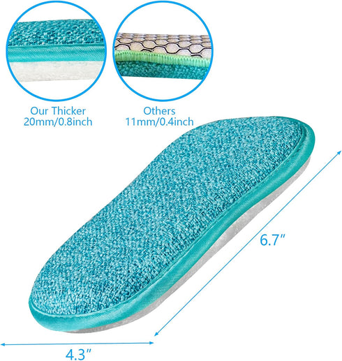Kitchen Dish Sponge Scrubber - Non Scratch, Odor-Free, Reusable Washable Heavy Duty Pads for Dawn Dish Soap Cleaning