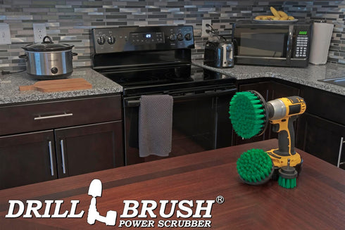 Kitchen Cleaning Supplies Set - Electric Spin Scrubber - Stainless Steel Cleaner for Stove, Sink, Oven
