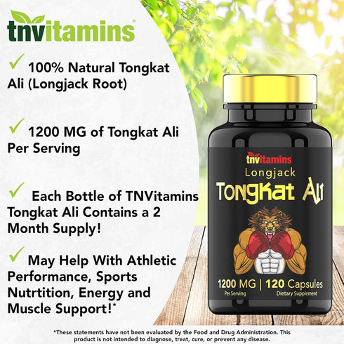 Tongkat Ali for Men - 1200 mg x 120 Capsules | All-Natural & Ultra Potent Supplement for Energy, Strength