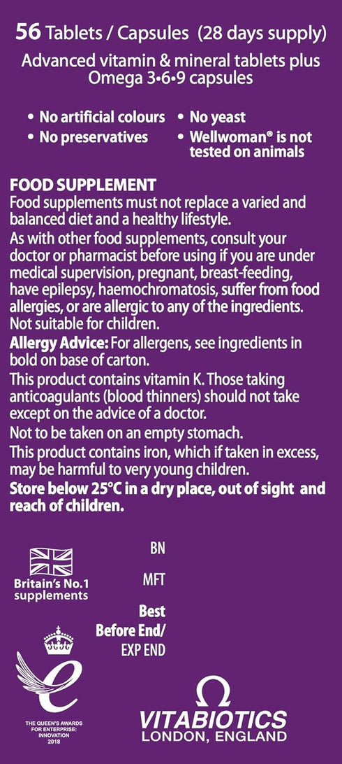 Wellwoman 56 Vitabiotics Plus Tablets Capsules