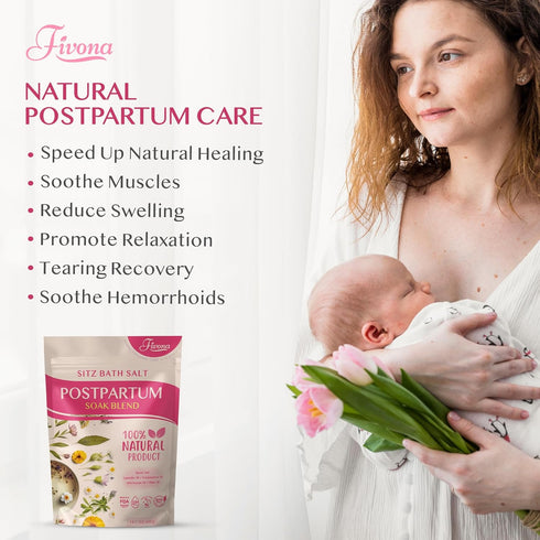 FIVONA Postpartum Soak Blend - Epsom Salt with Essential Oils Blend for Sitz Bath Soaking, Perineal Care, Fast Postpartum Recovery & Hemorrhoid Treatment, Essential Mix for New Mom