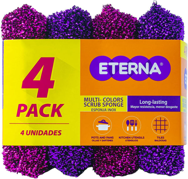 ETERNA Multicolor Scrubsponge, Heavy Duty Non-Scratch Kitchen Scrubbing Sponges, 8 Units