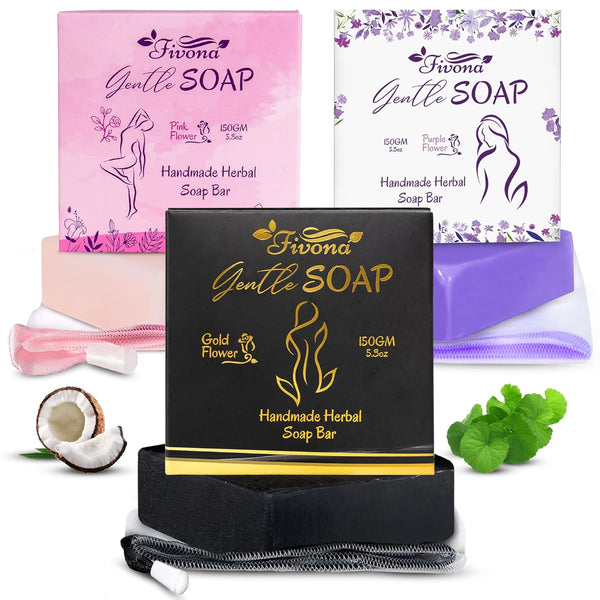 FIVONA Set of 3 Yoni Herbal Soap Bars for Gentle Feminine Intimate