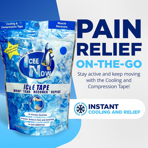 IceeNow Ice Bandage Wrap Tape, Self-Sticking Cold Compress for Pain and Swelling - No Refrigeration Needed
