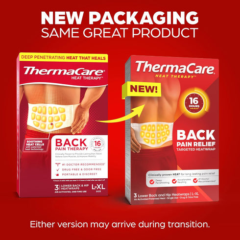 Pack 3) ThermaCare Advanced Back & Hip HeatWraps - Long-Lasting, Disposable Heat Therapy for Lower Back Pain, Muscle