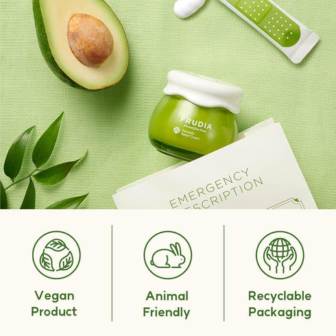 FRUDIA WELCOS Avocado Relief Cream Mini, Calming Cream with Avocado Extract, 0.33 fl oz Korean Skin Care