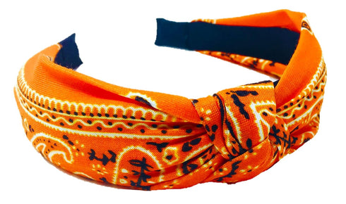 Orange Knotted Bandana Headbands and Scrunchies for Women and Girls