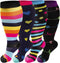 VOMFIT 4 Pairs Plus Size Compression Socks for Women & Men, Extra Wide