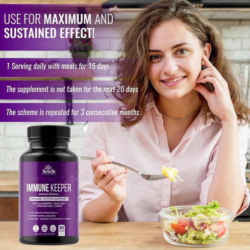 Advanced Immune System Booster 15 in 1, 90 Capsules with Elderberry, Quercetin, Zinc, Vitamin D, Selenium & Vitamin C