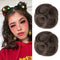 REECHO Space Bun Hair Pieces, 2 PCS Mini Claw Clip in Messy & Cat Ears Hair Bun Extensions, Medium Ash Brown