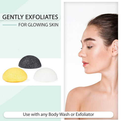 pureSOL Activated Charcoal Konjac Sponge, 100% Natural, Eco-Friendly Facial Sponge for Acne, Exfoliating