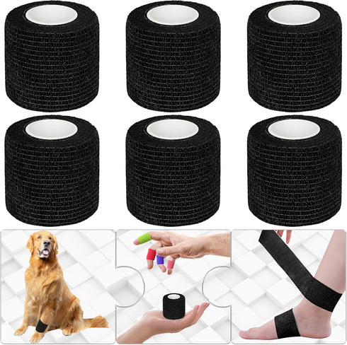 Twavang 6 Pack 2 Inches Self Adhesive Bandage Wrap Breathable Cohesive Bandage Elastic