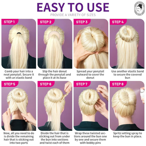 Teenitor Donut Bun Maker Set - Hair Bun Ring with 5 Bands, 20 Bobby Pins & 7 Chignons in Beige