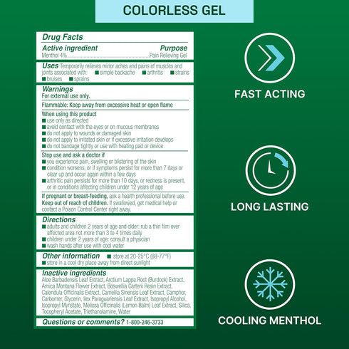 Biofreeze Pain Relief Gel 4 Fl Oz (Pack of 3) for Knee, Neck, Hip, Joint, Shoulder, Backache, Arthritis, Sore Muscle