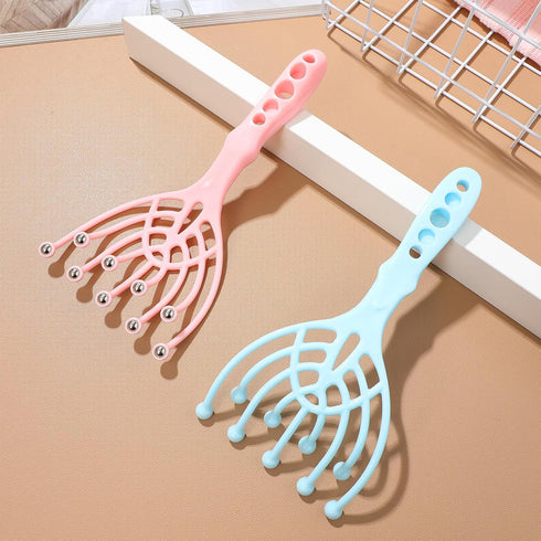 HOOWIFFY 9-Claw 2pcs Set Scalp Massager Manual Head and Neck Massage Tool Plastic Hair Comb Handheld Relaxation