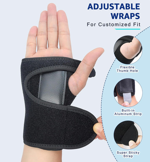HiRui Wrist Support Brace with Splint for Men and Women, Hand Support for Carpal Tunnel, Arthritis, Tendonitis, Pain