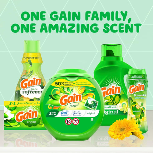 Gain + Aroma Boost Liquid Laundry Detergent, Original Scent, 107 Loads, 154 oz HE Compatible
