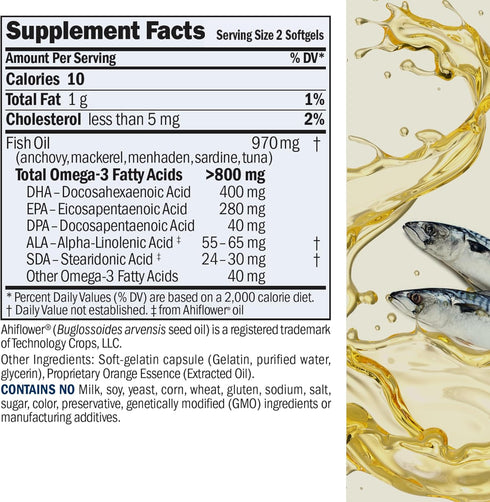 ANDREW LESSMAN Essential Omega-3 Orange, 60 Softgels, Ultra-Pure High Potency Omega-3 Oils, Easy to Swallow