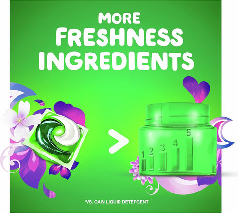 Gain flings! Liquid Laundry Detergent Pacs, Moonlight Breeze, 42 Count