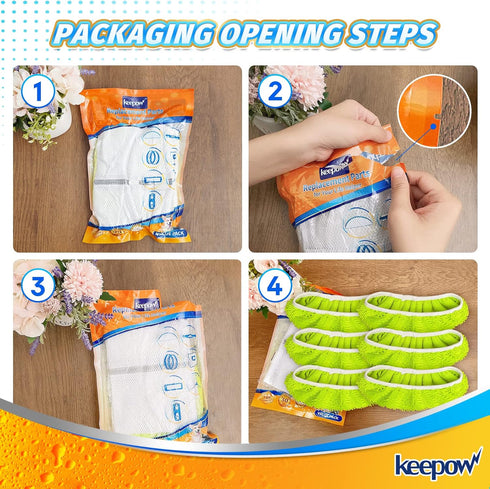 KEEPOW XL Dry Sweeping/Wet Mopping Cloths for Swiffer XL Sweeper, Reusable & Washable Microfiber Mop Pad Refills, 6 Pack