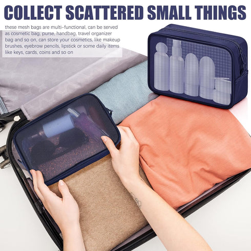 Weewooday 4 Pcs Mesh Makeup Bag, Travel Toiletry Pouch with Zipper, Mini Portable Cosmetic Bag for Daily Accessories