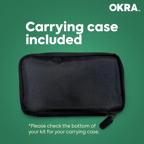 Okra Pro Glucose Monitor Kit - Syncs with Free App, Includes Meter, Test Strips, Lancets, Lancing Device, Carry Case