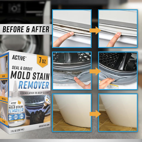 ACTIVE Mold Stain Remover Gel Cleaner - Heavy Duty Stain Cleaner for Front Loader Washing Machine Seal, 7 Fl Oz