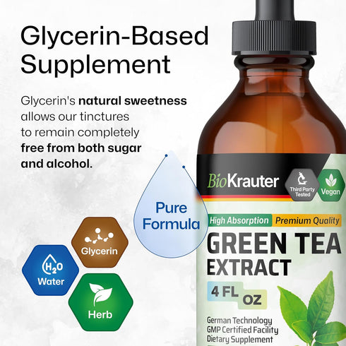 Green Tea Extract Tincture - Organic Green Tea Supplements with EGCG, Antioxidant & Immune Support, 4 Fl.Oz.