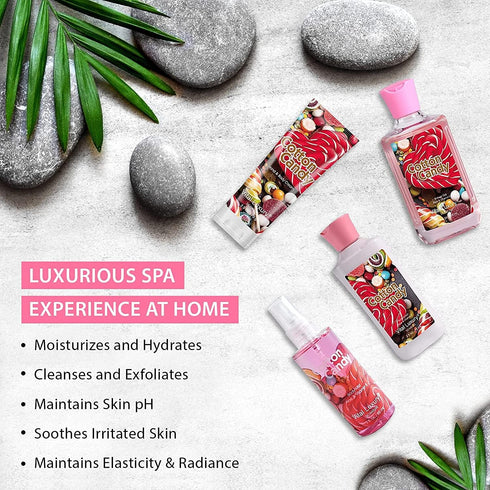 Cotton Candy Bath & Body Kit - 3 Fl Oz, Home Spa Set with Body Lotion, Shower Gel, Body Cream, Fragrance Mist