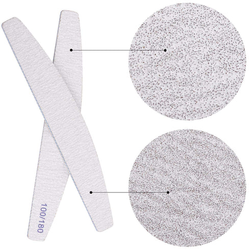 Nail File 25 Pack - 100/180 Grit Professional Doubled Sides Emery Boards for Gel & Acrylic Nails, Washable