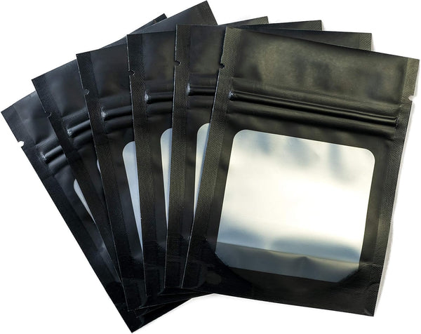 HANSER Smell Proof Odorless Mylar Resealable Foil Pouch Bags - 100 Pieces, 3x4 inches, Airtight, Matte Black