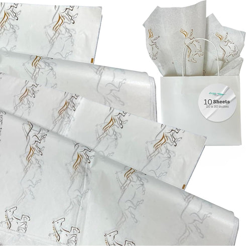 Ocean Tides Craft Gift Wrap Tissue Paper, 60 Sheets 20x30 inches with Horses Running Print for Cowboy Gifts