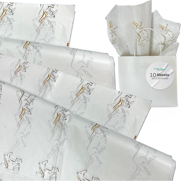 Ocean Tides Craft Gift Wrap Tissue Paper, 60 Sheets 20x30 inches with Horses Running Print for Cowboy Gifts