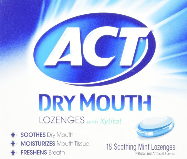 ACT Dry Mouth Lozenges with Xylitol, 18 Count (Pack of 1) (Packaging May Vary)
