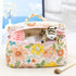 PAZIMIIK Cotton Makeup Bag for Women, Large Quilted Travel Cosmetic Case, Floral Orange