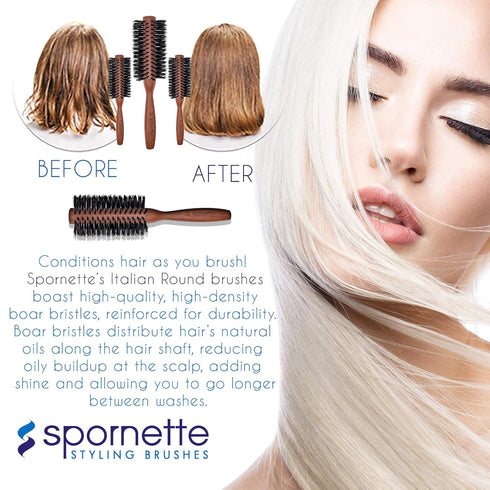 Spornette Italian 2.25 inch Round Boar Bristle Brush, Model 854