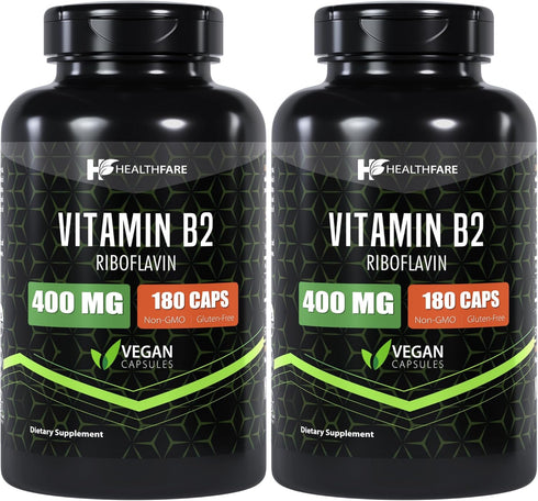Vitamin B2 400mg | 180 Capsules | Riboflavin | Gluten Free | Made in The USA (2)