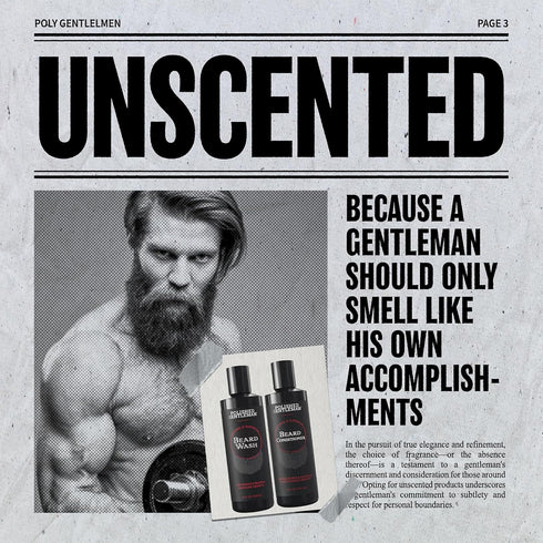 Polished Gentleman Beard Wash and Conditioner Set - Softens and Strengthens, Tea Tree Unscented, 4oz