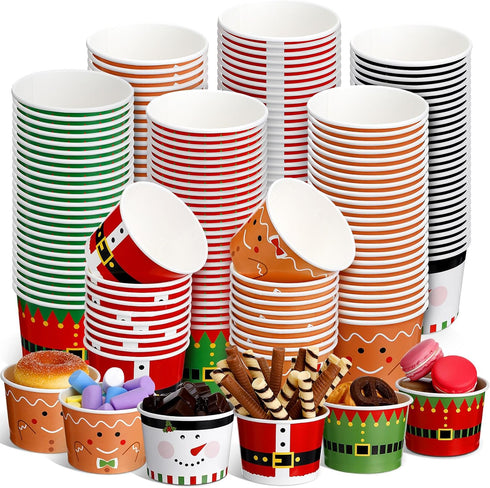 Zhehao 60 Pcs 9 oz Christmas Ice Cream Bowls and Paper Cups -