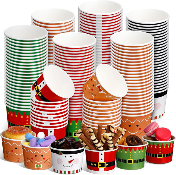 Zhehao 60 Pcs 9 oz Christmas Ice Cream Bowls and Paper Cups -