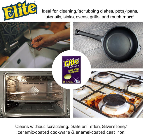Elite All Purpose Cleaning Pad, 24 Pads Individually Boxed, Non Scratch, Sponges for Kitchen and Household Use