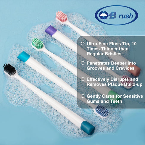 Extra Soft Toothbrushes for Adults, Wide Head Flossing Brush, Pack of 5 Individually Wrapped
