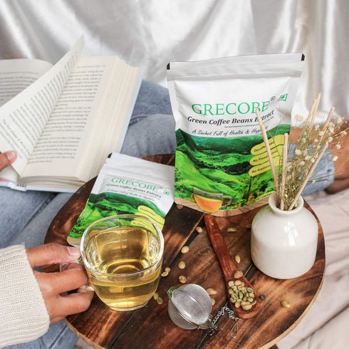 100% Pure Green Coffee Beans Extract, 50% Chlorogenic Acids, Decaffeinated, 100 Sachets