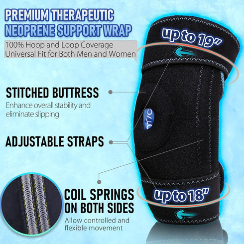 LotFancy Reusable Elbow Ice Pack with Brace Wrap - Hot Cold Therapy Compress for Tendonitis, Golfers, Tennis Elbow