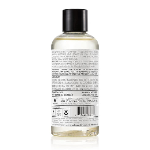 No. 143 Beard Oil 3 oz, Conditioning Beard Oil for Men, Softer & Fuller Beard Care, 100% Natural Softener with Sunflower & Safflower Oil, Conditions & Nourishes Beard Health, Fragrance Free